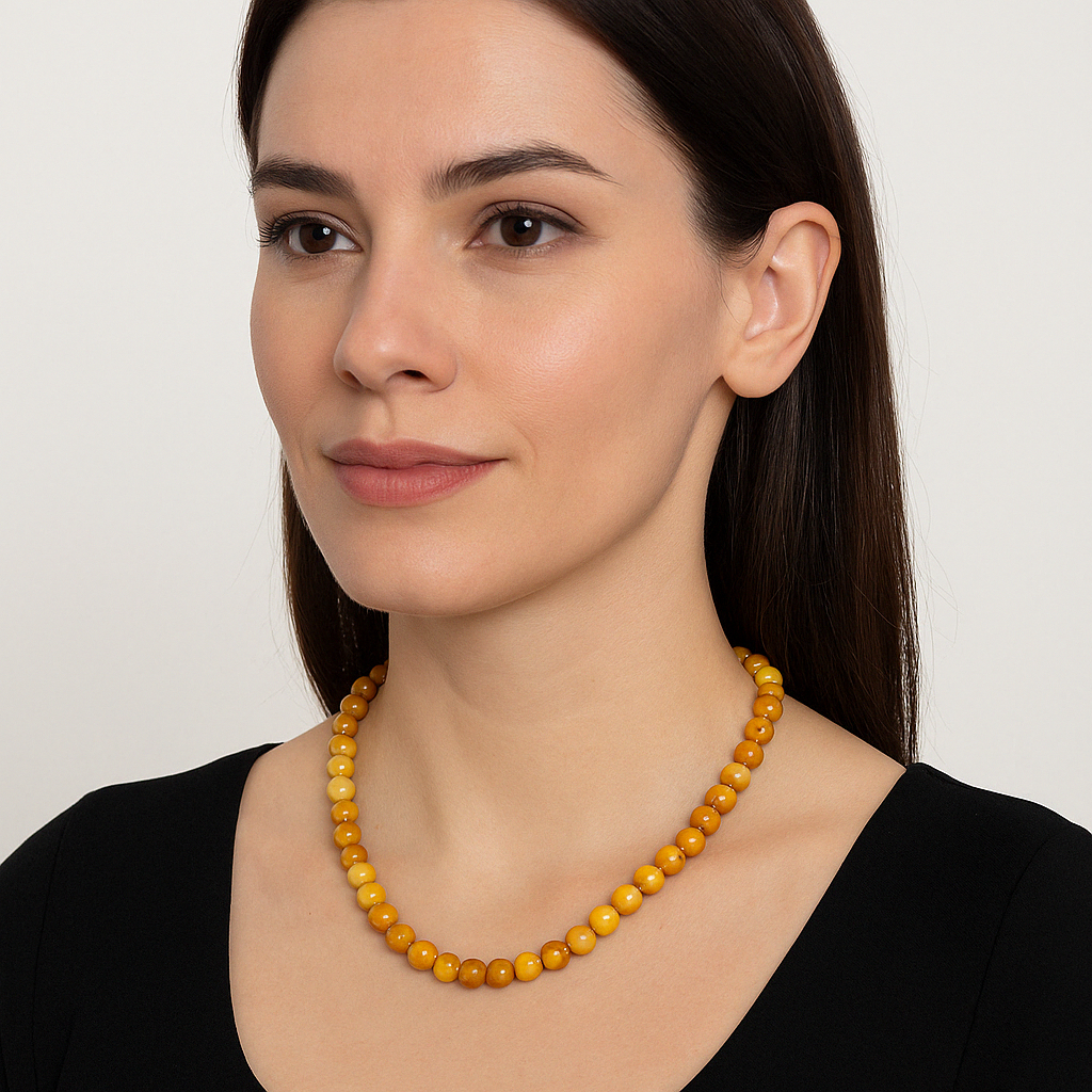 Laboratory Certified Yellow Tiger’s Eye 8 mm Natural Stone Necklace