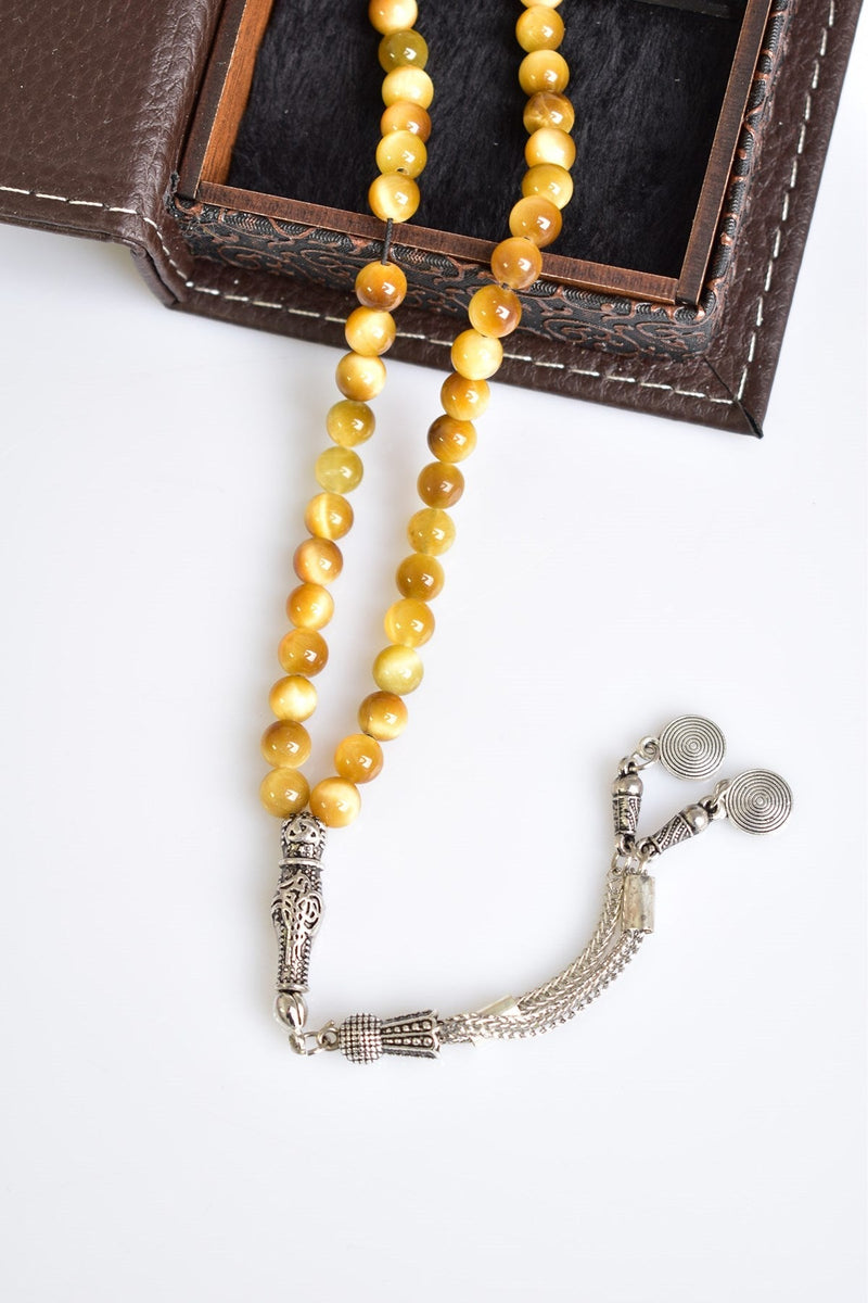 Laboratory Certified Yellow Tiger's Eye Natural Gemstone Prayer Beads 99-Bead – 6mm