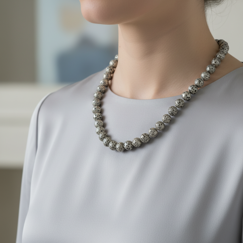 Laboratory Certified Yellow Lava Stone 8 mm Knotted Natural Stone Necklace