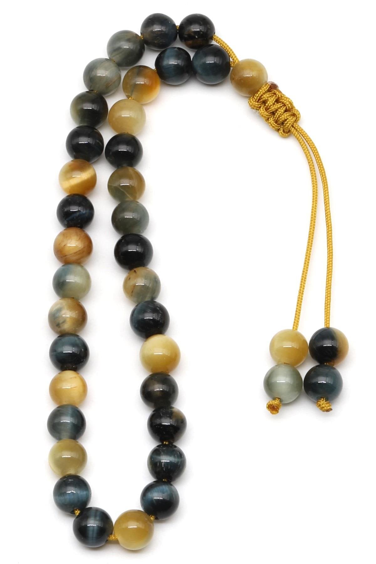 Laboratory Certified Yellow & Black Tiger’s Eye Natural Stone Bracelet & Prayer Beads 6 mm
