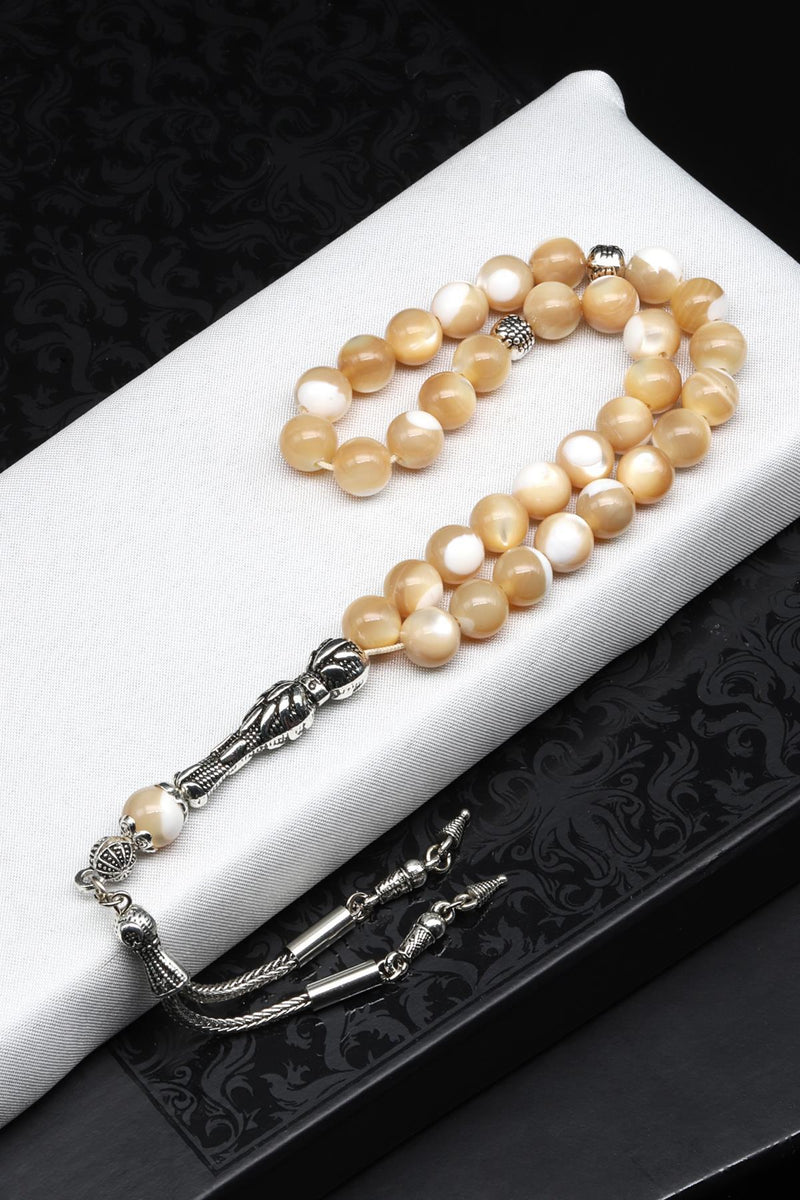 Laboratory Certified Mother of Pearl Natural Gemstone Prayer Beads 8 mm