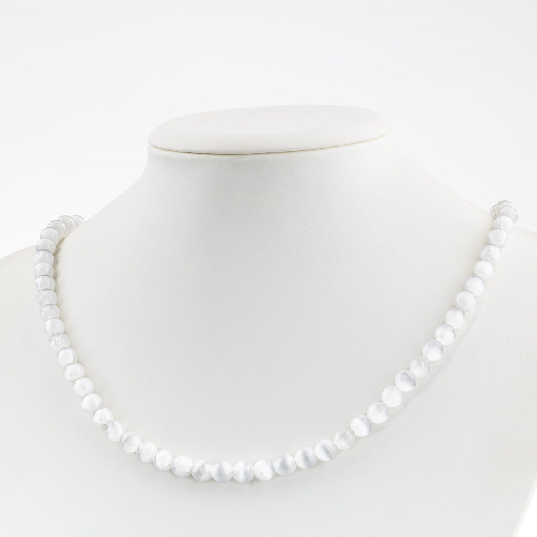 Laboratory Certified Selenite 6 mm Natural Stone Necklace