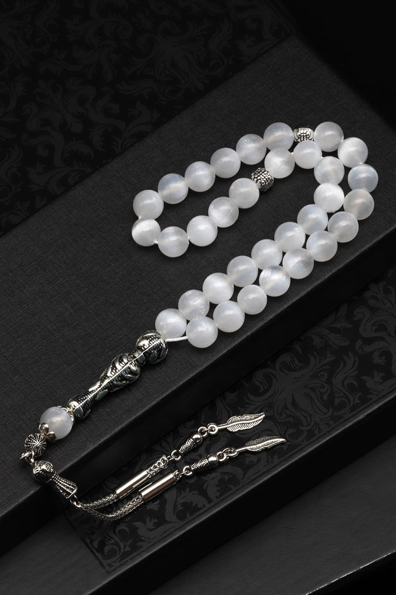 Laboratory Certified Selenite Natural Gemstone Prayer Beads 8 mm