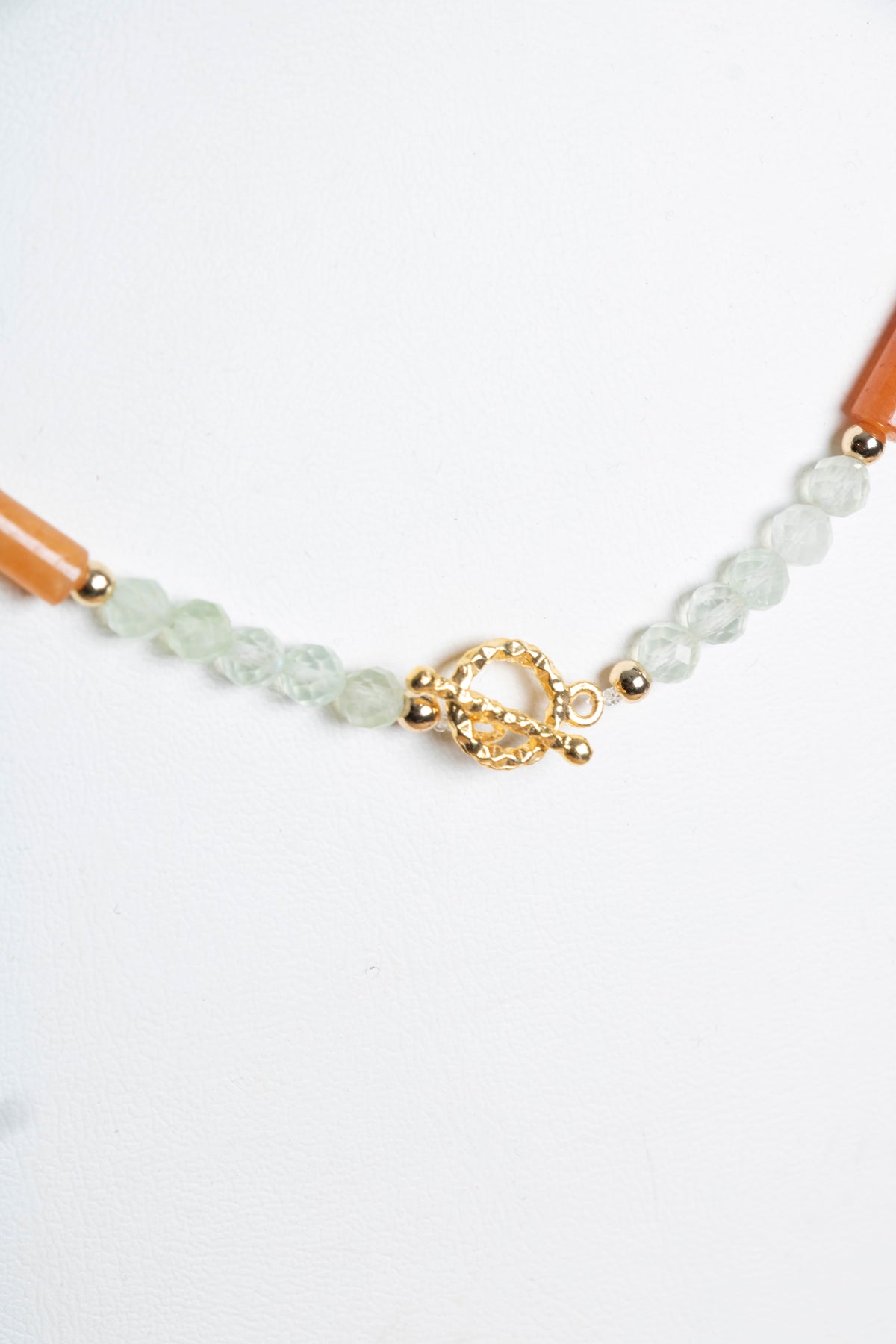 Sertifikalı Akuamarin, Turuncu Aventurin Gümüş Kapama Doğal Taş Kolye