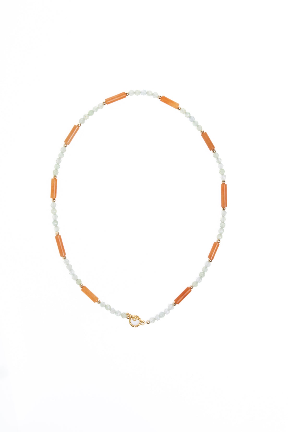 Sertifikalı Akuamarin, Turuncu Aventurin Gümüş Kapama Doğal Taş Kolye