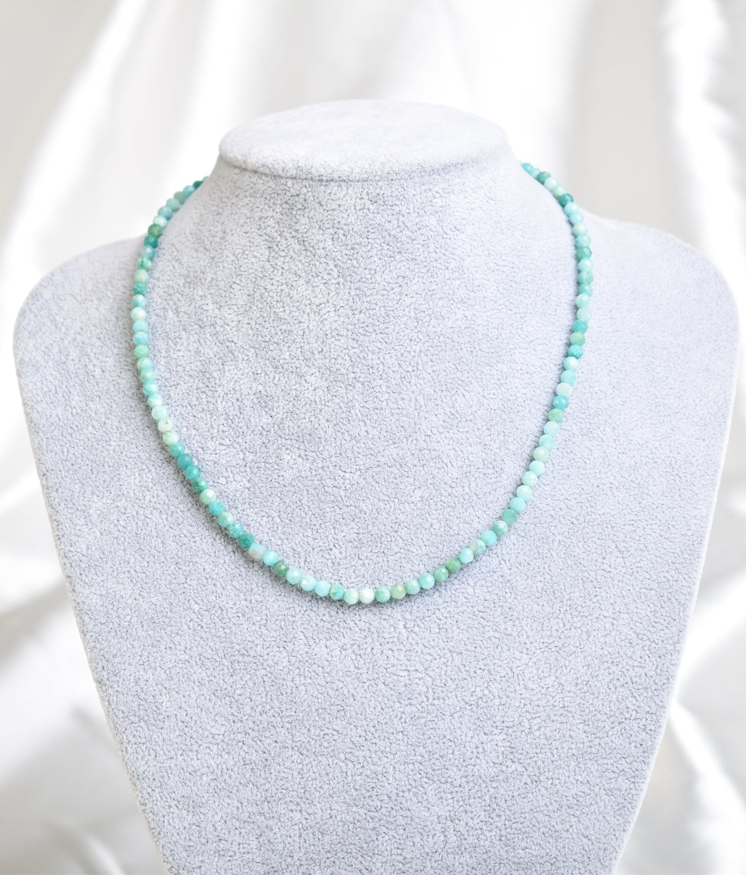Laboratory Certified Amazonite Natural Stone Necklace & Bracelet Set 4 mm