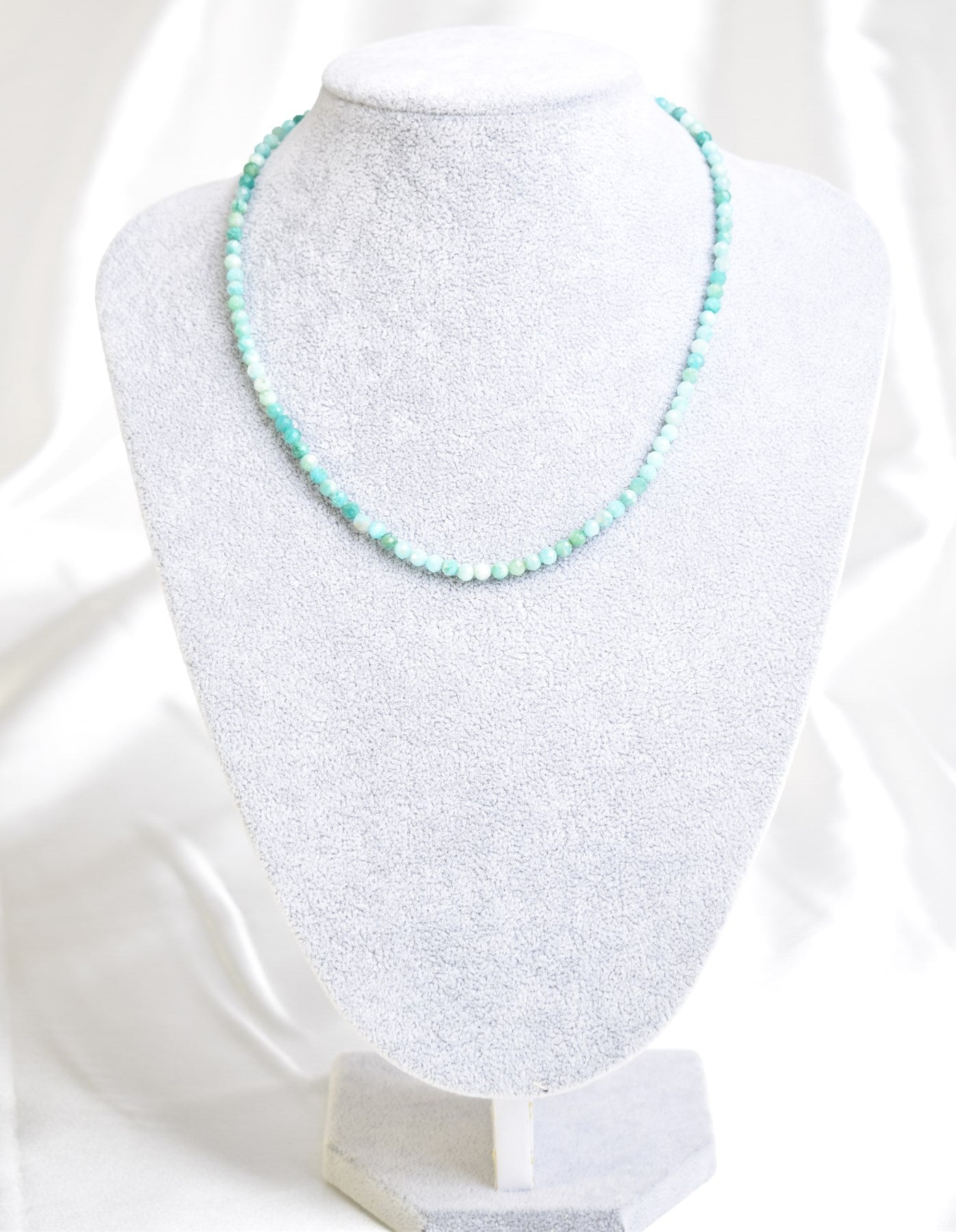 Laboratory Certified Amazonite Natural Stone Necklace & Bracelet Set 4 mm