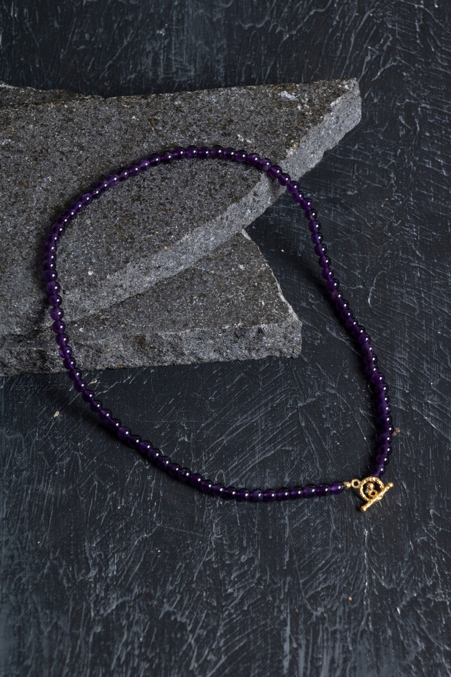Laboratory Certified Amethyst Natural Stone Necklace with Gold-Plated & 925 Sterling Silver Accents (Unisex)