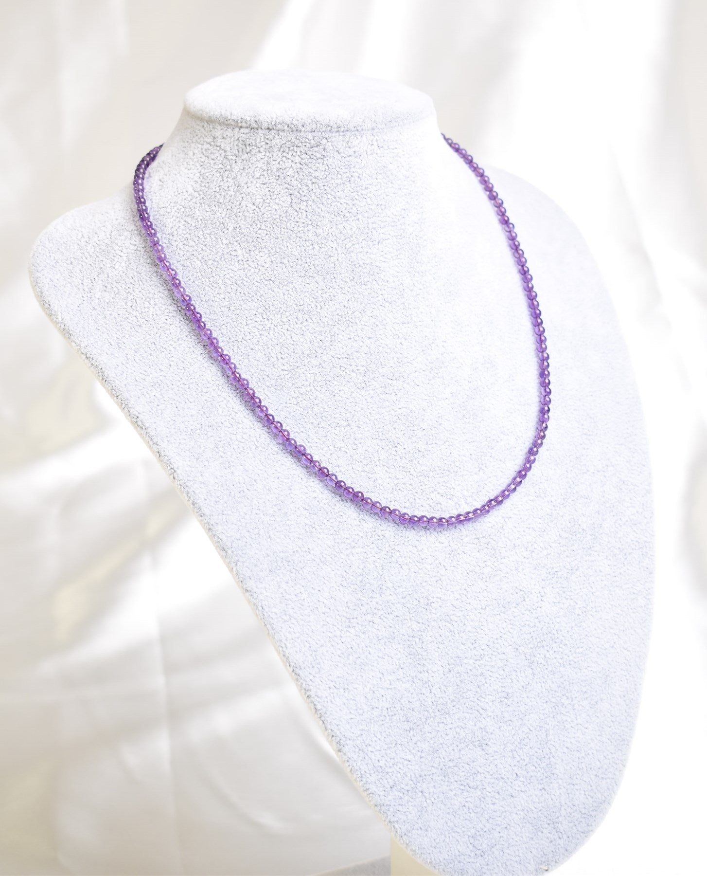 Laboratory Certified Amethyst Natural Stone Necklace & Bracelet Set 4 mm