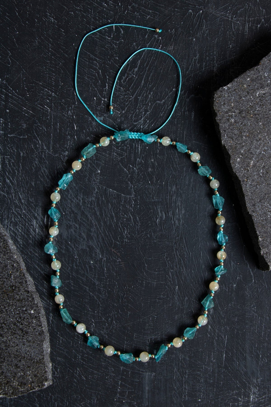 Laboratory Certified Apatite & Citrine Natural Stone Macramé Necklace