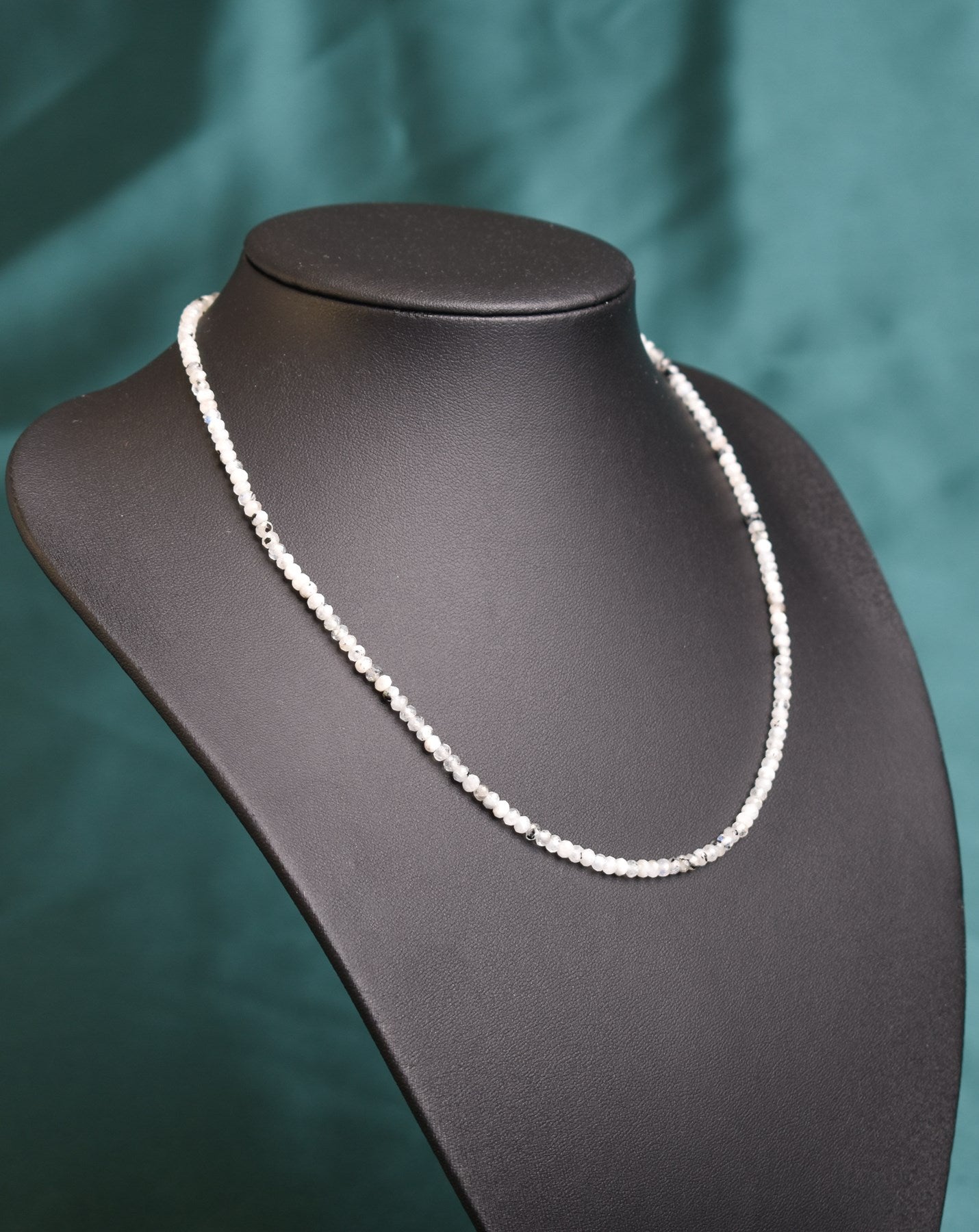 Laboratory Certified Moonstone Natural Stone Necklace & Bracelet Set 3–4 mm
