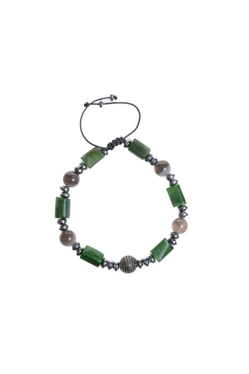 Laboratory Certified Botswana Agate Natural Stone Macramé Bracelet with Silver Accents