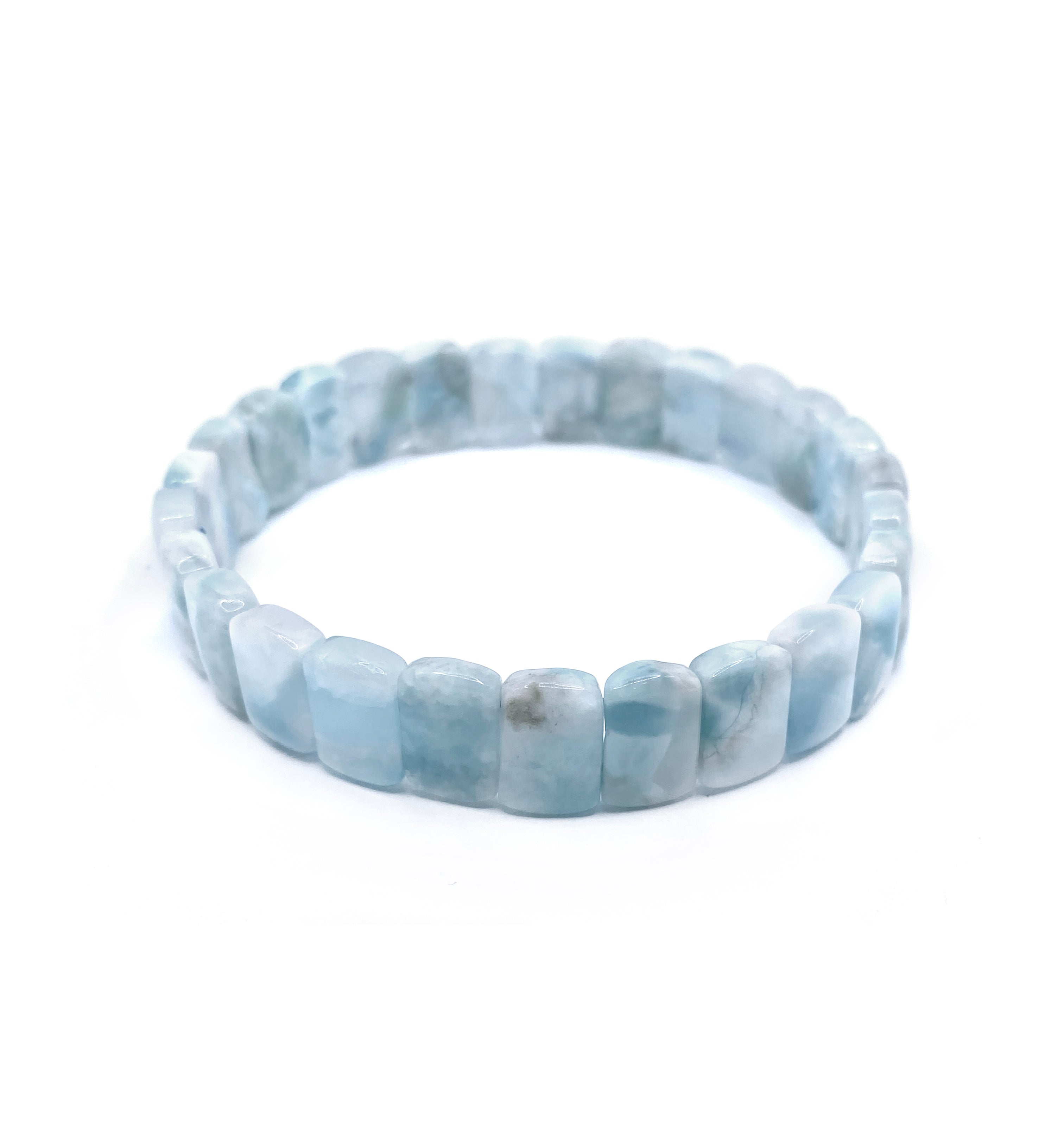 Certified Larimar Wide Cut Natural Gemstone Bracelet
