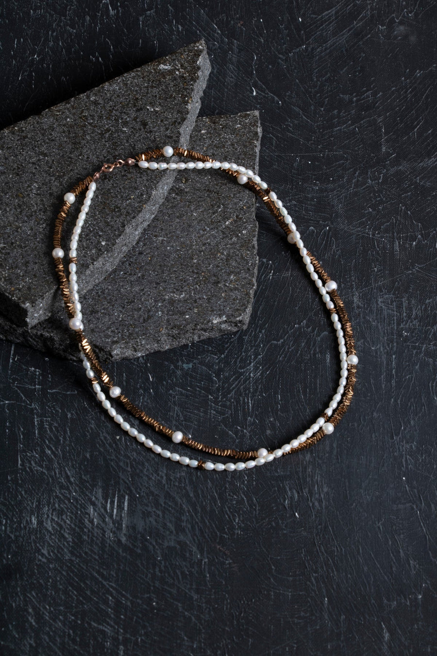 Laboratory Certified Pearl and Hematite Natural Stone Necklace