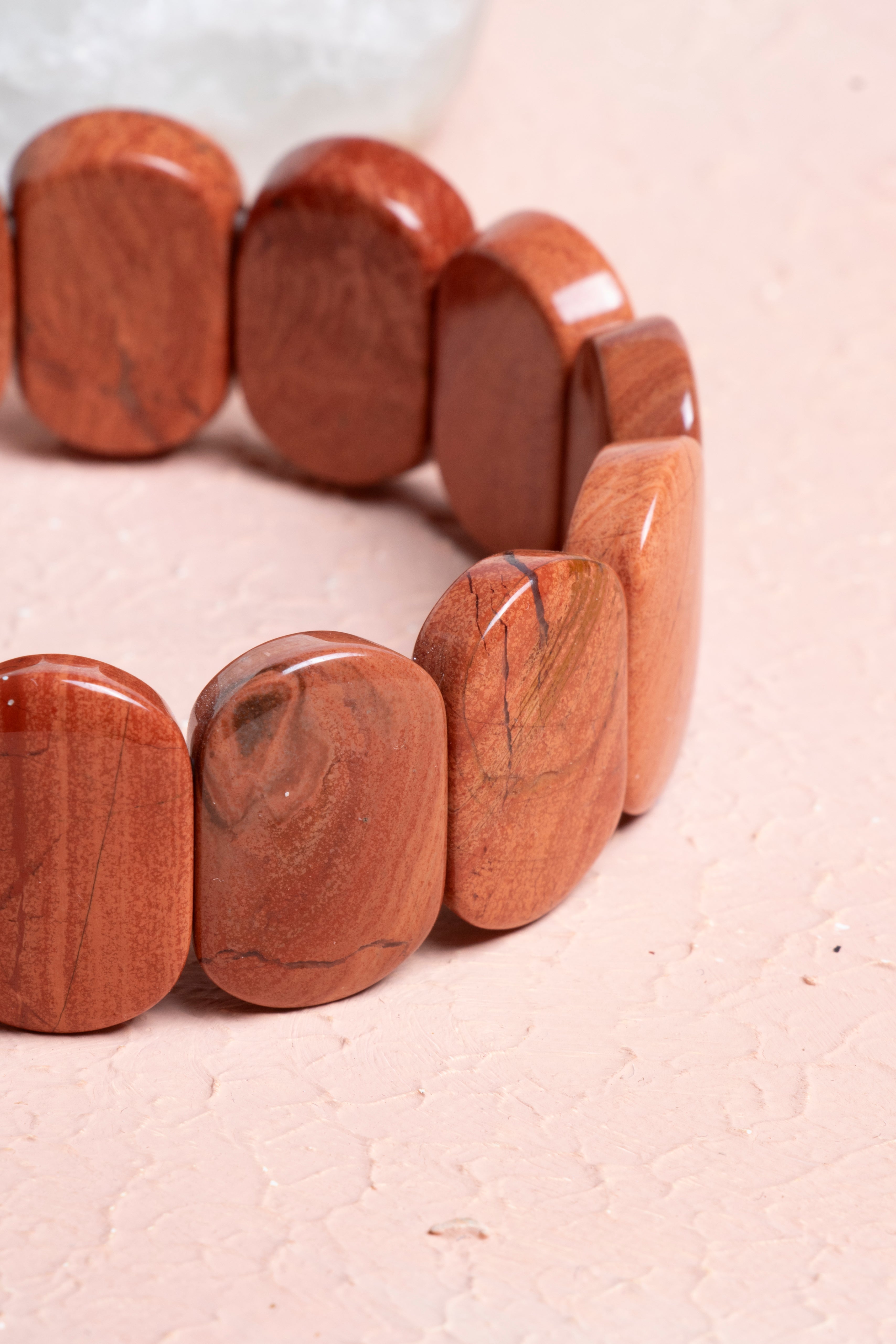 Certified Jasper Wide Cut Special Cut Natural Gemstone Bracelet