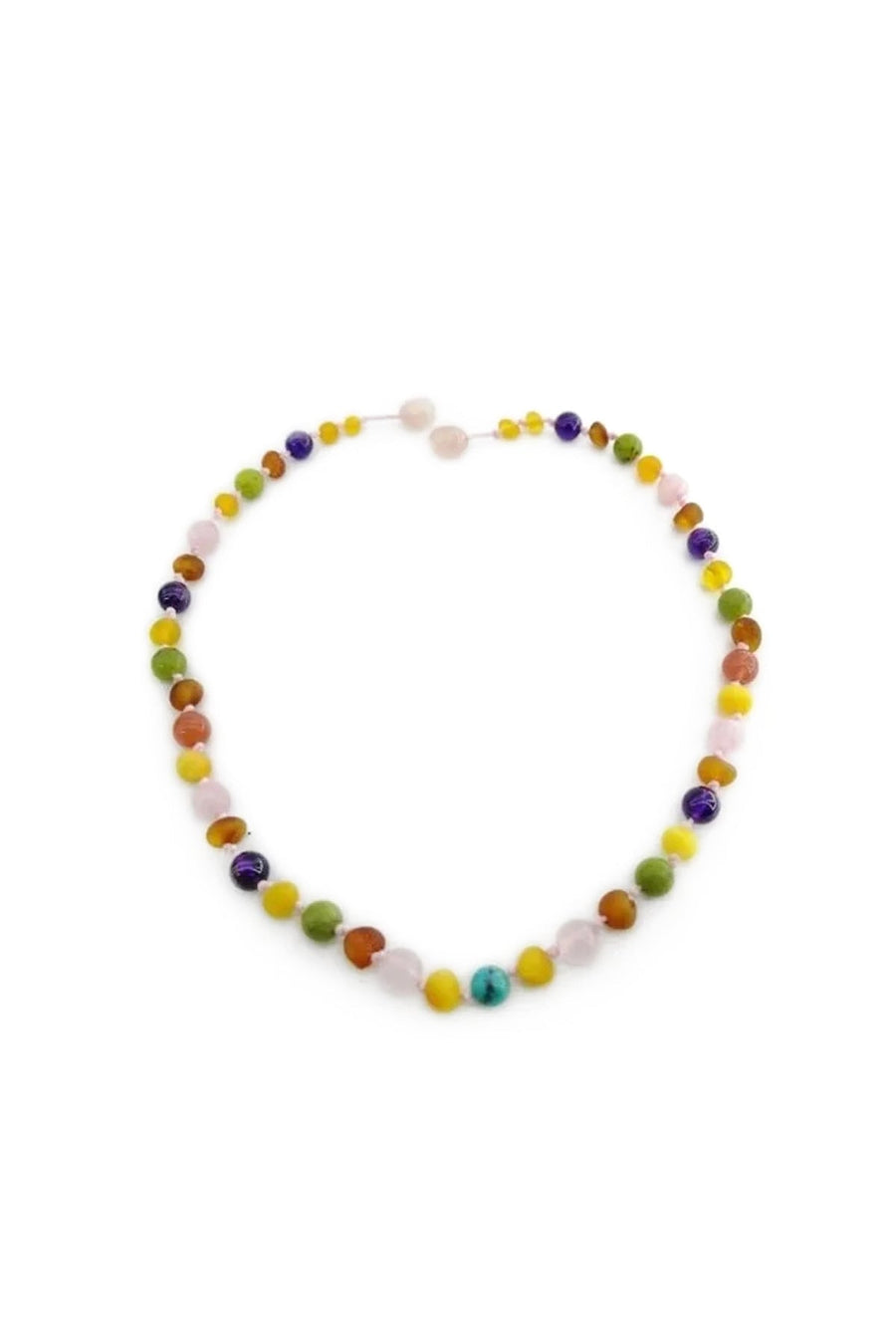 Laboratory Certified Amber – Yesim – Amethyst – Yemen Agate & Genuine Turquoise Natural Stone Baby Necklace