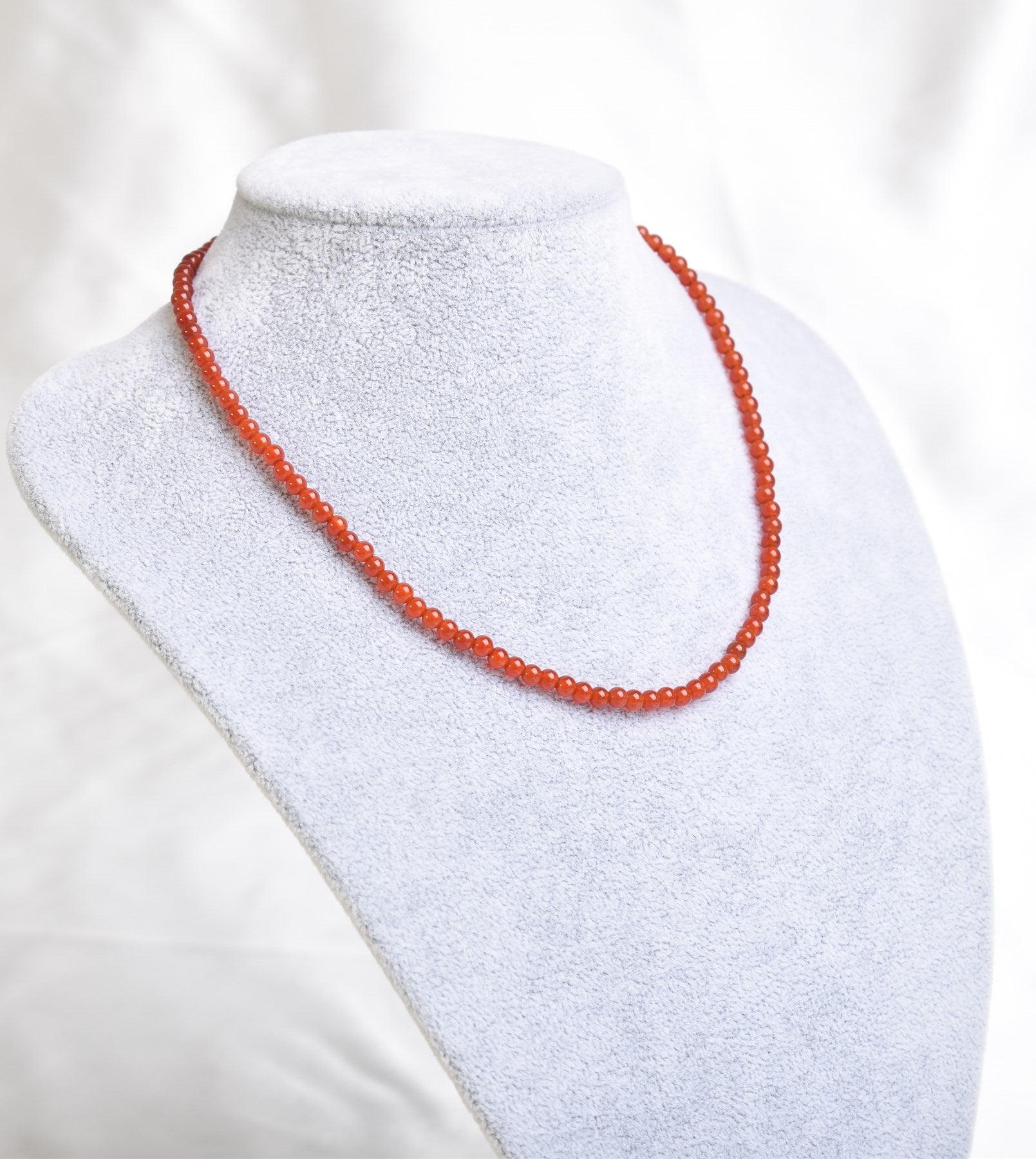 Laboratory Certified Red Agate Natural Stone Necklace & Bracelet Set 4 mm