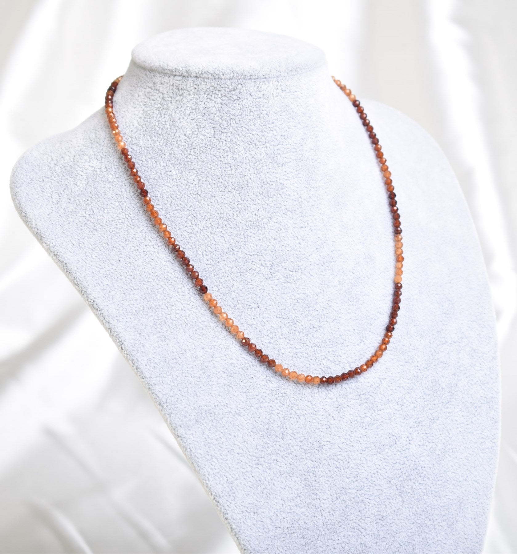 Laboratory Certified Hessonite Garnet Natural Stone Necklace & Bracelet Set 4 mm