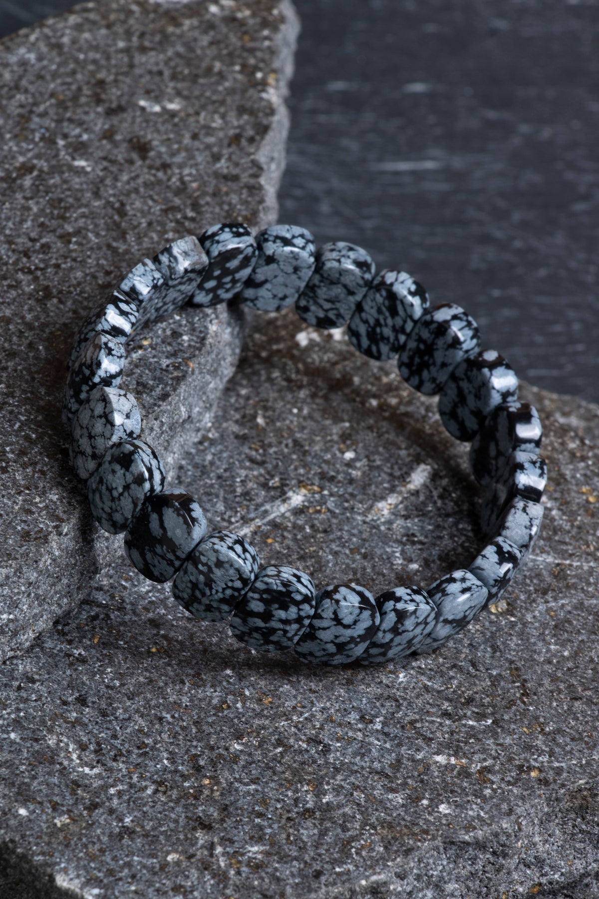 Certified Obsidian Wide Cut Natural Gemstone Bracelet