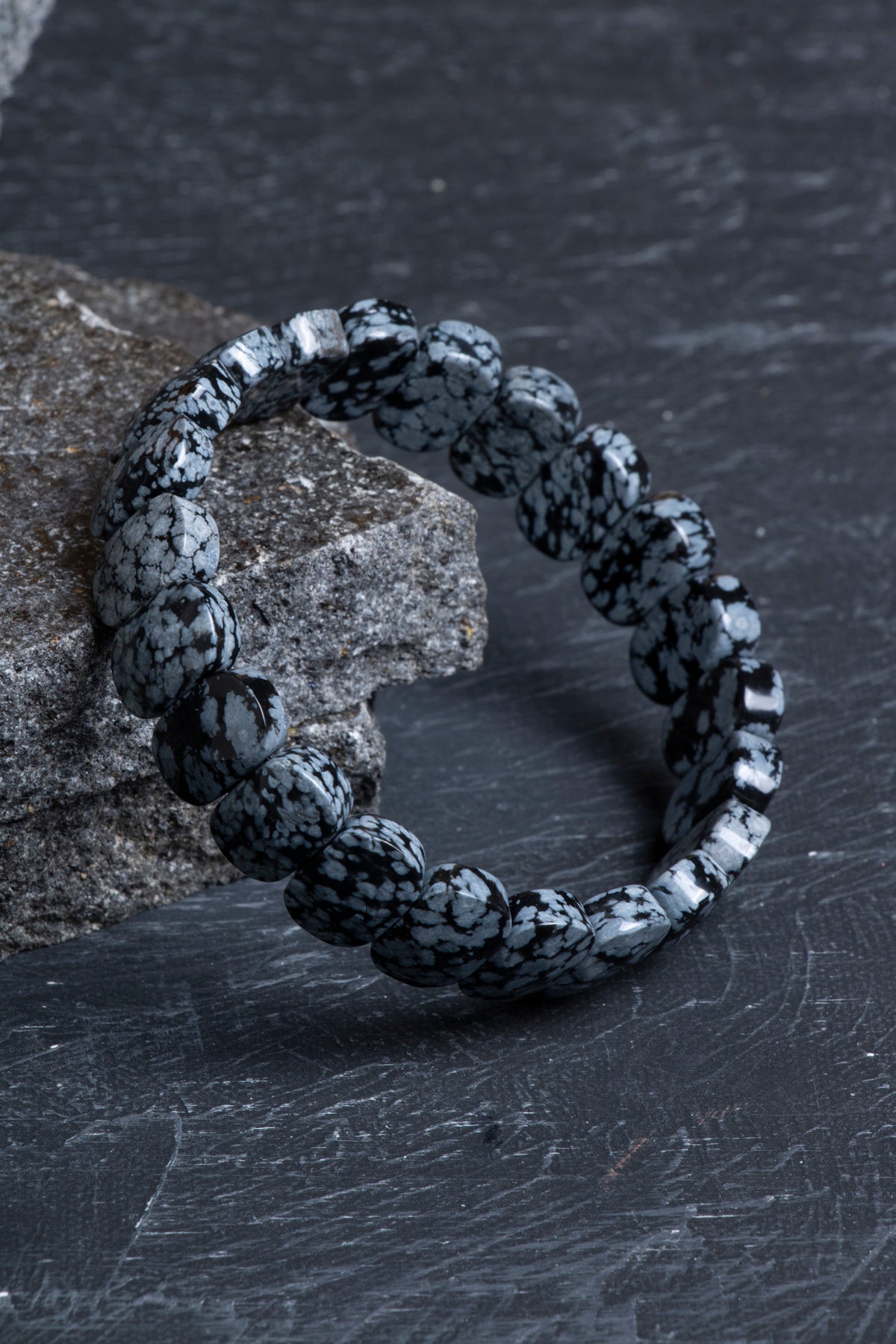 Certified Obsidian Wide Cut Natural Gemstone Bracelet