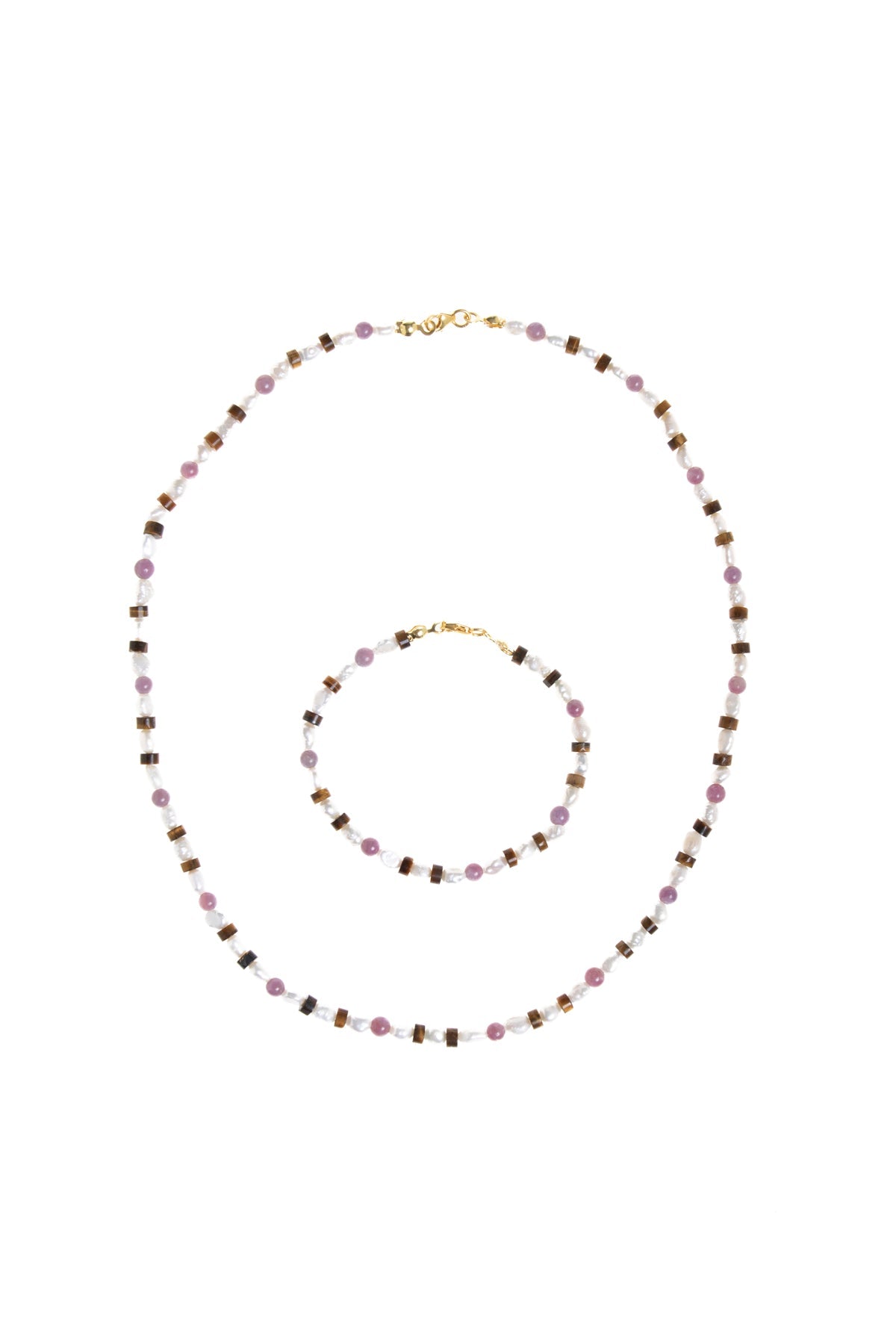 Sertifikalı Yakut, İnci, Kaplan Gözü Gümüş Kapama Doğal Taş Set