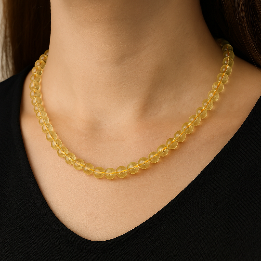 Laboratory Certified Citrine 8 mm Natural Stone Necklace