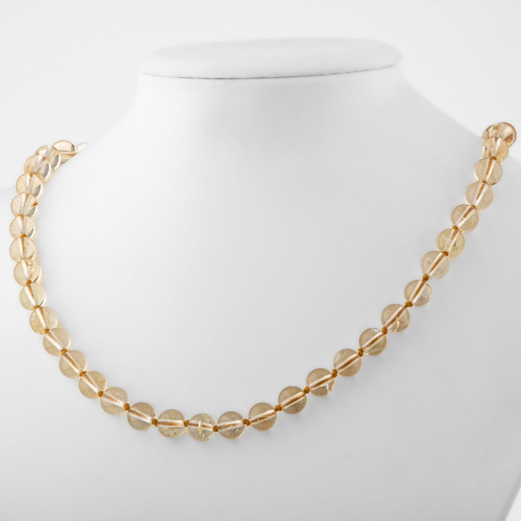 Laboratory Certified Citrine 8 mm Knotted Natural Stone Necklace