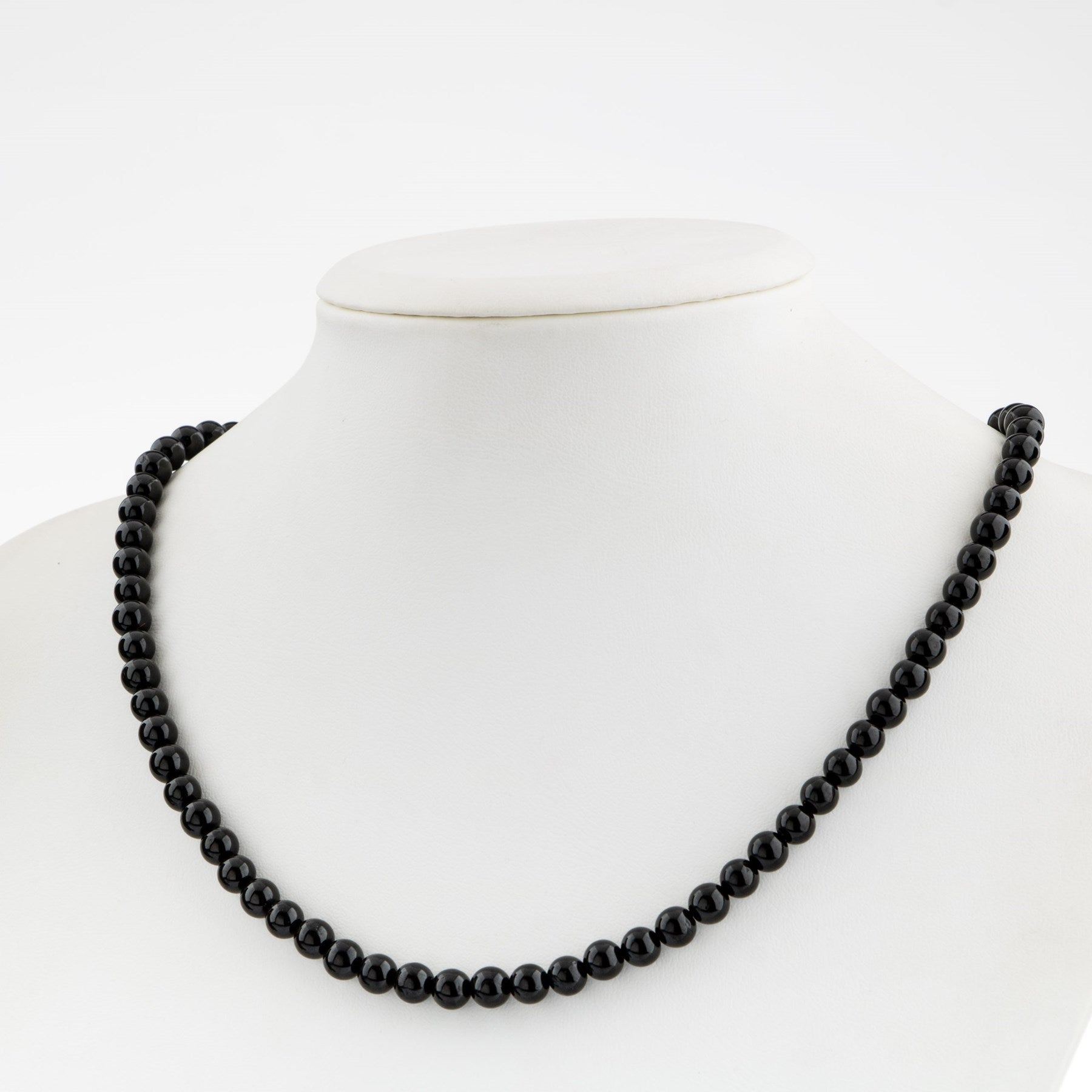 Laboratory Certified Black Tourmaline 6 mm Natural Stone Necklace