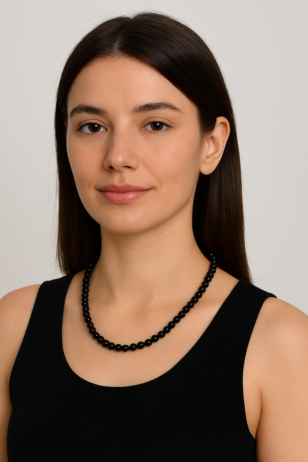 Laboratory Certified Black Tourmaline 6 mm Natural Stone Necklace