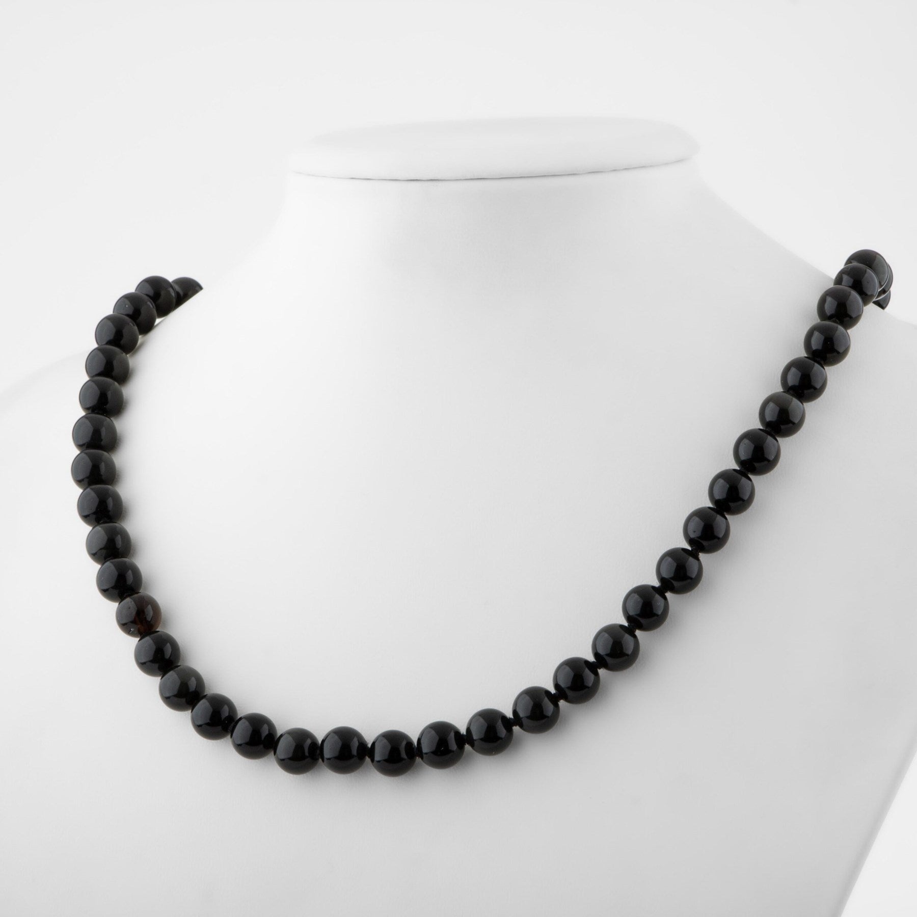 Laboratory Certified Black Tourmaline 8 mm Knotted Natural Stone Necklace