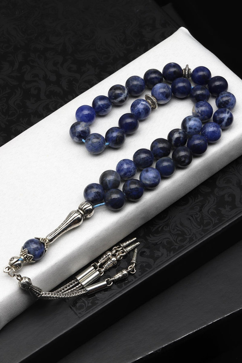 Laboratory Certified Sodalite Natural Gemstone Prayer Beads 8 mm