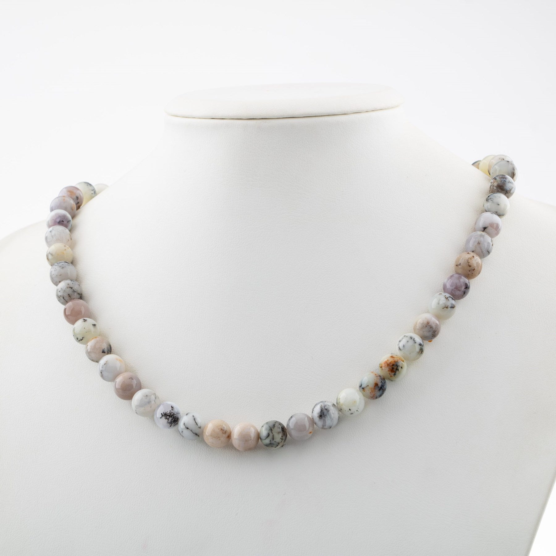 Laboratory Certified Milk Opal 8 mm Natural Stone Necklace
