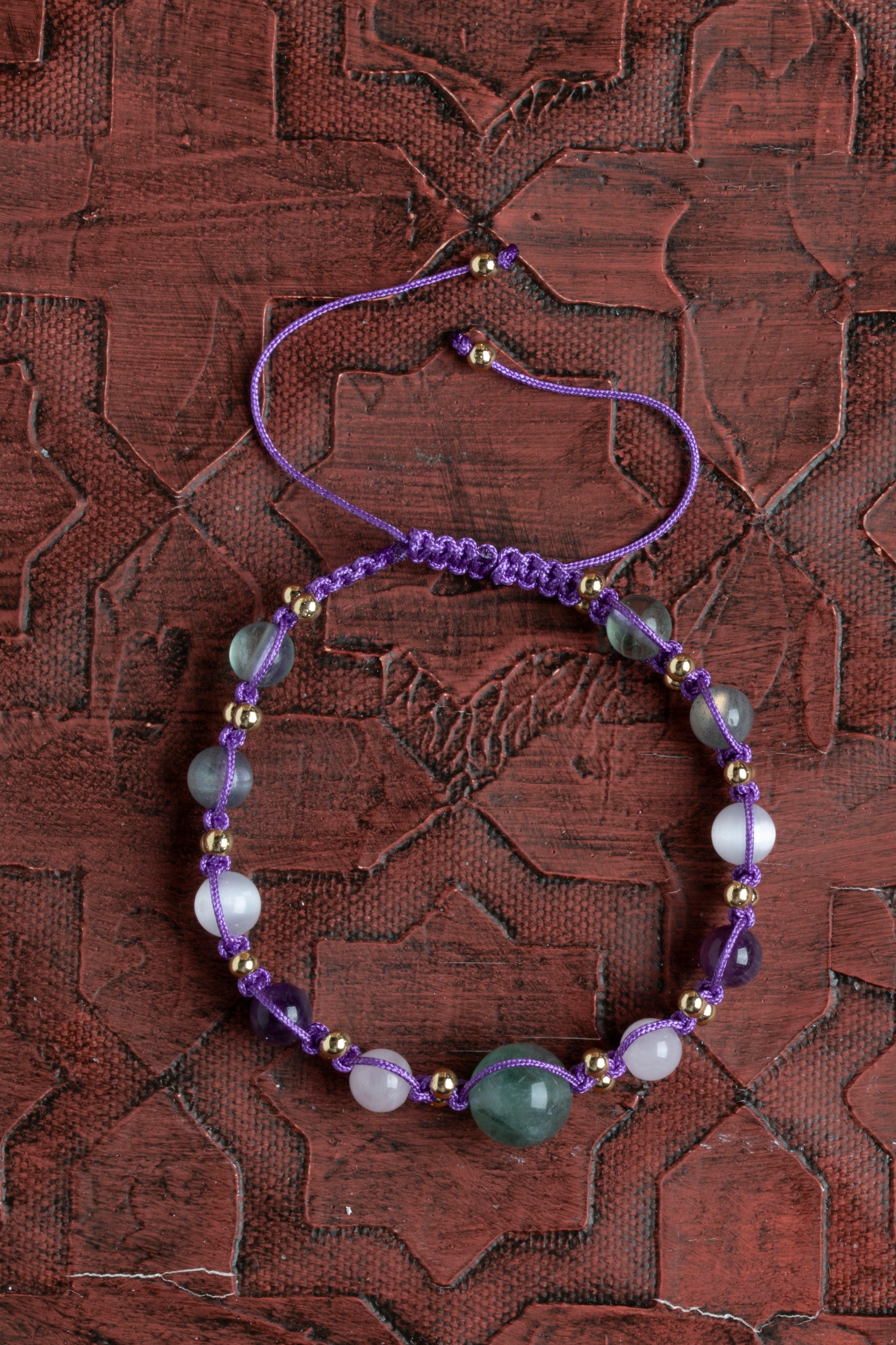 Laboratory Certified Selenite, Labradorite & Amethyst Natural Stone Bracelet
