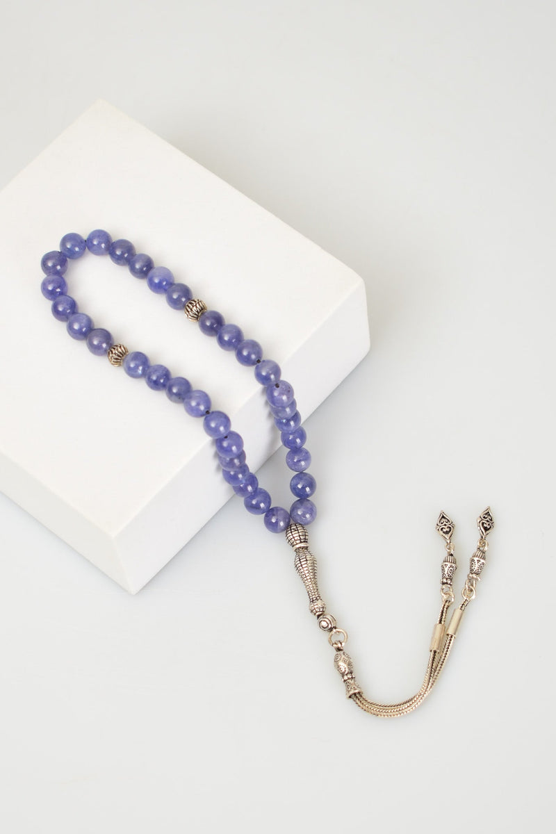 Laboratory Certified Tanzanit Natural Gemstone 6 mm Prayer Beads 33-Bead