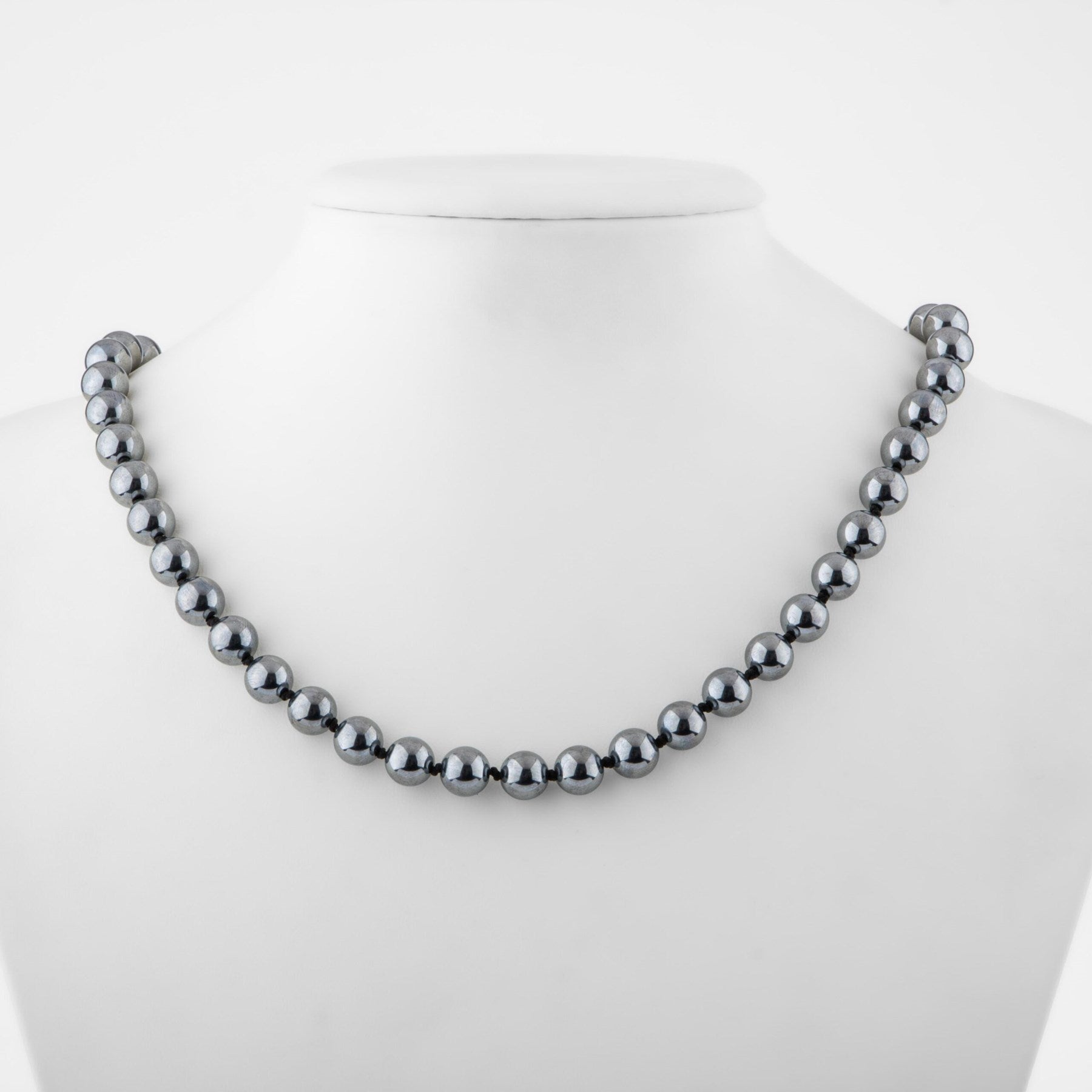 Laboratory Certified Trehaartz 8 mm Knotted Natural Stone Necklace