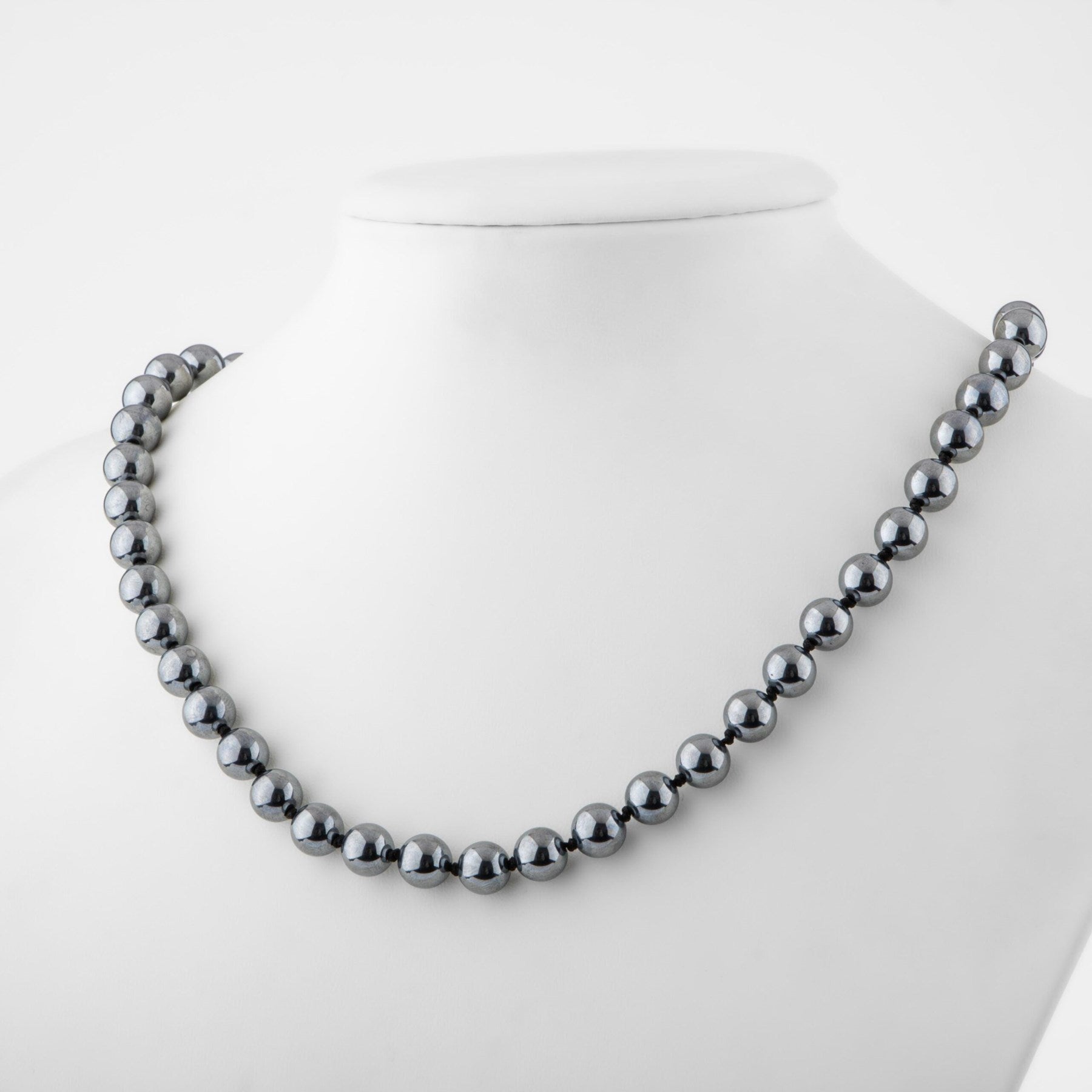 Laboratory Certified Trehaartz 8 mm Knotted Natural Stone Necklace