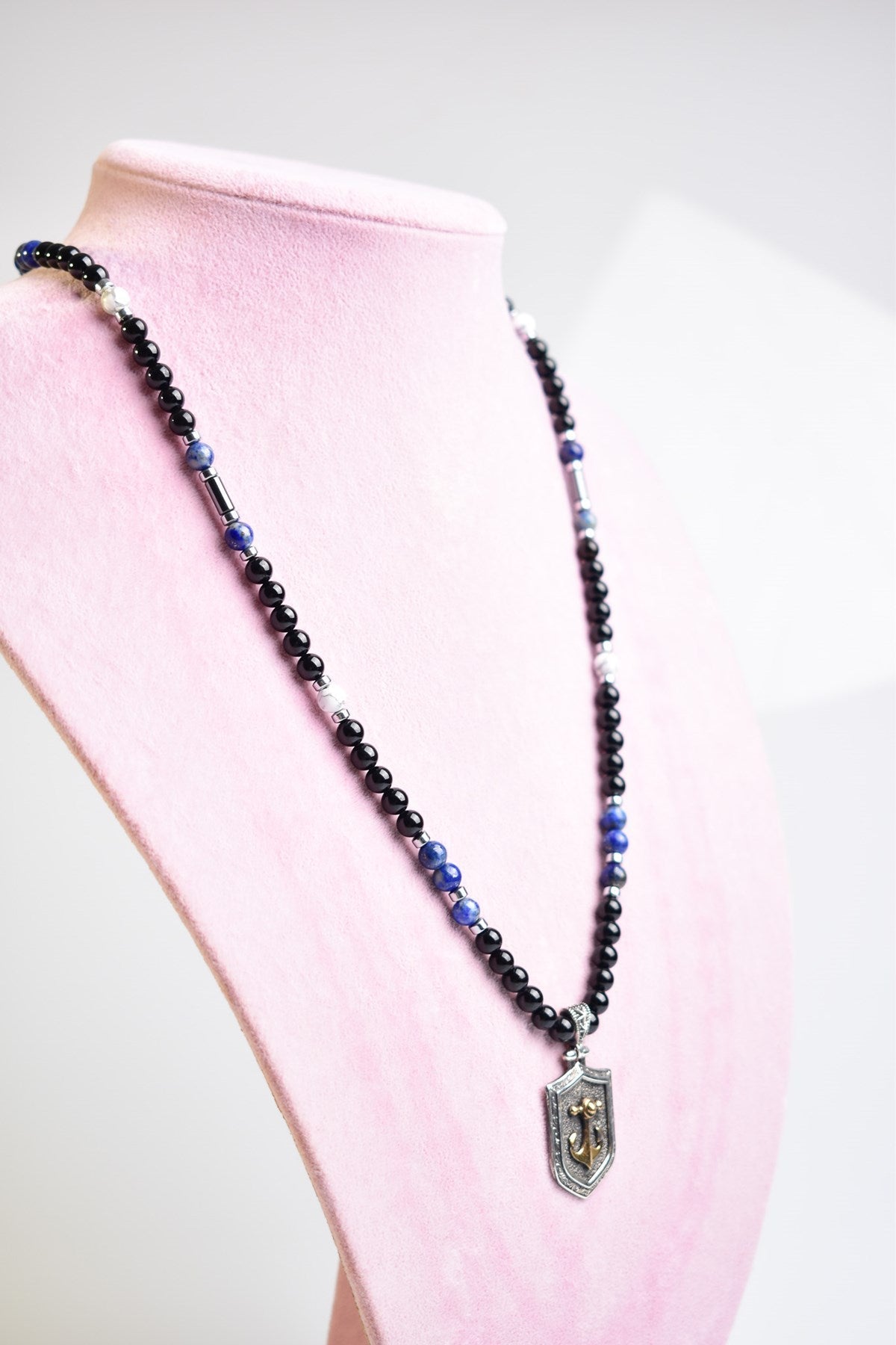 Laboratory Certified Tourmaline & Lapis Lazuli Natural Stone 925 Sterling Silver Designer Necklace
