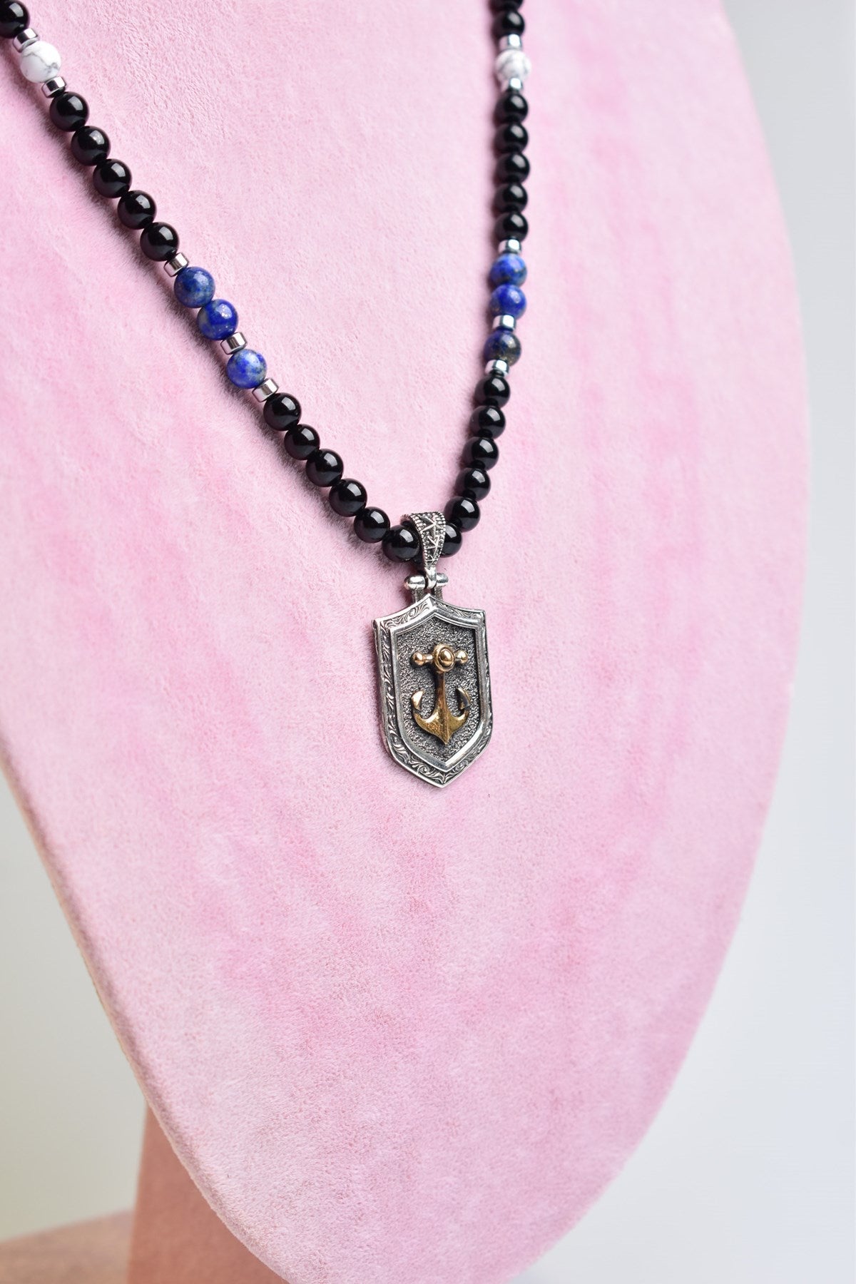 Laboratory Certified Tourmaline & Lapis Lazuli Natural Stone 925 Sterling Silver Designer Necklace