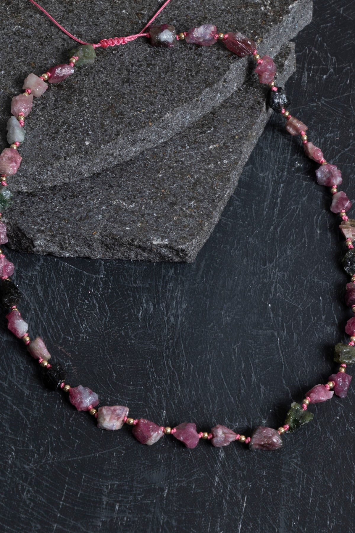 Laboratory Certified Tourmaline & Hematite Natural Stone Necklace