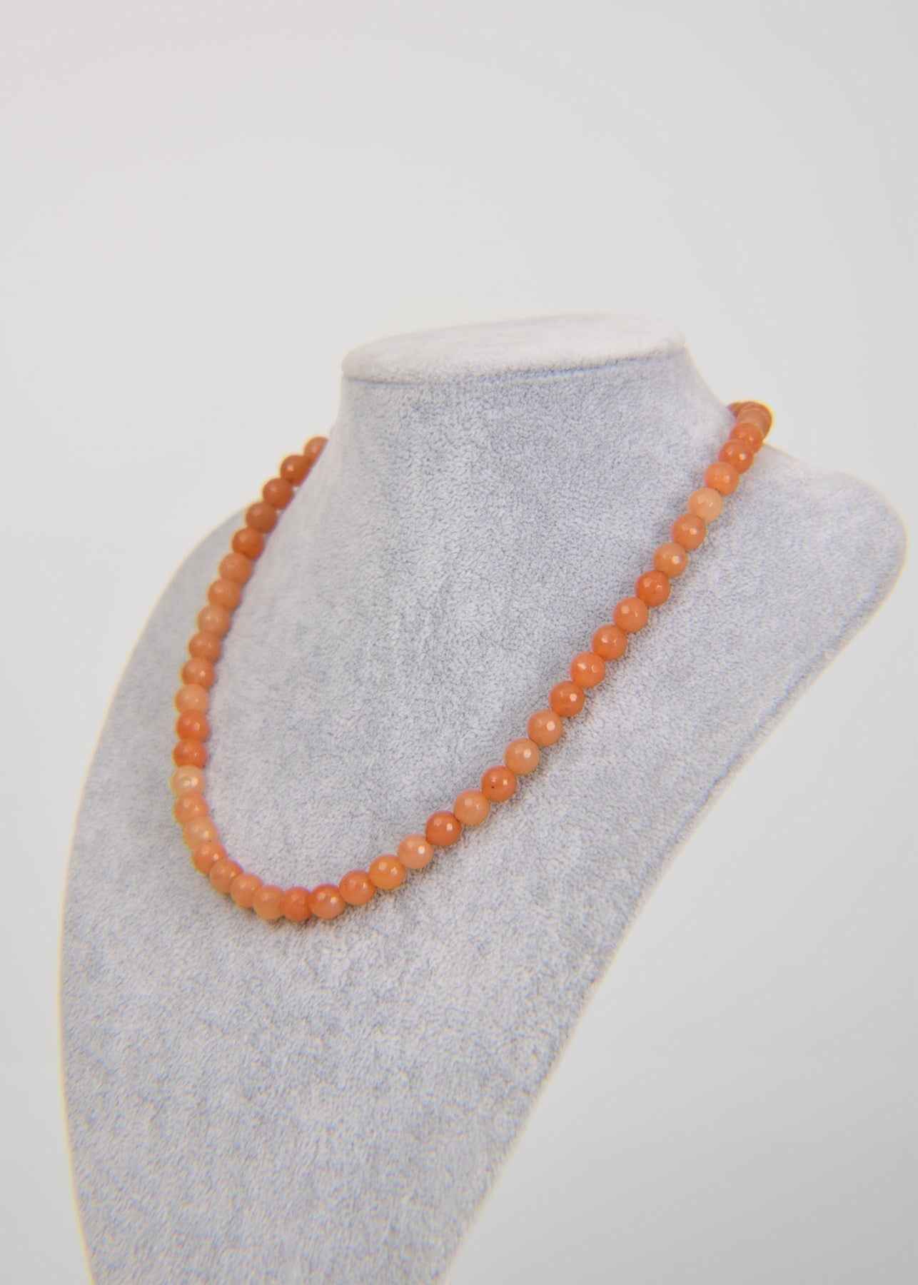 Laboratory Certified Orange Aventurine 8 mm Natural Stone Necklace