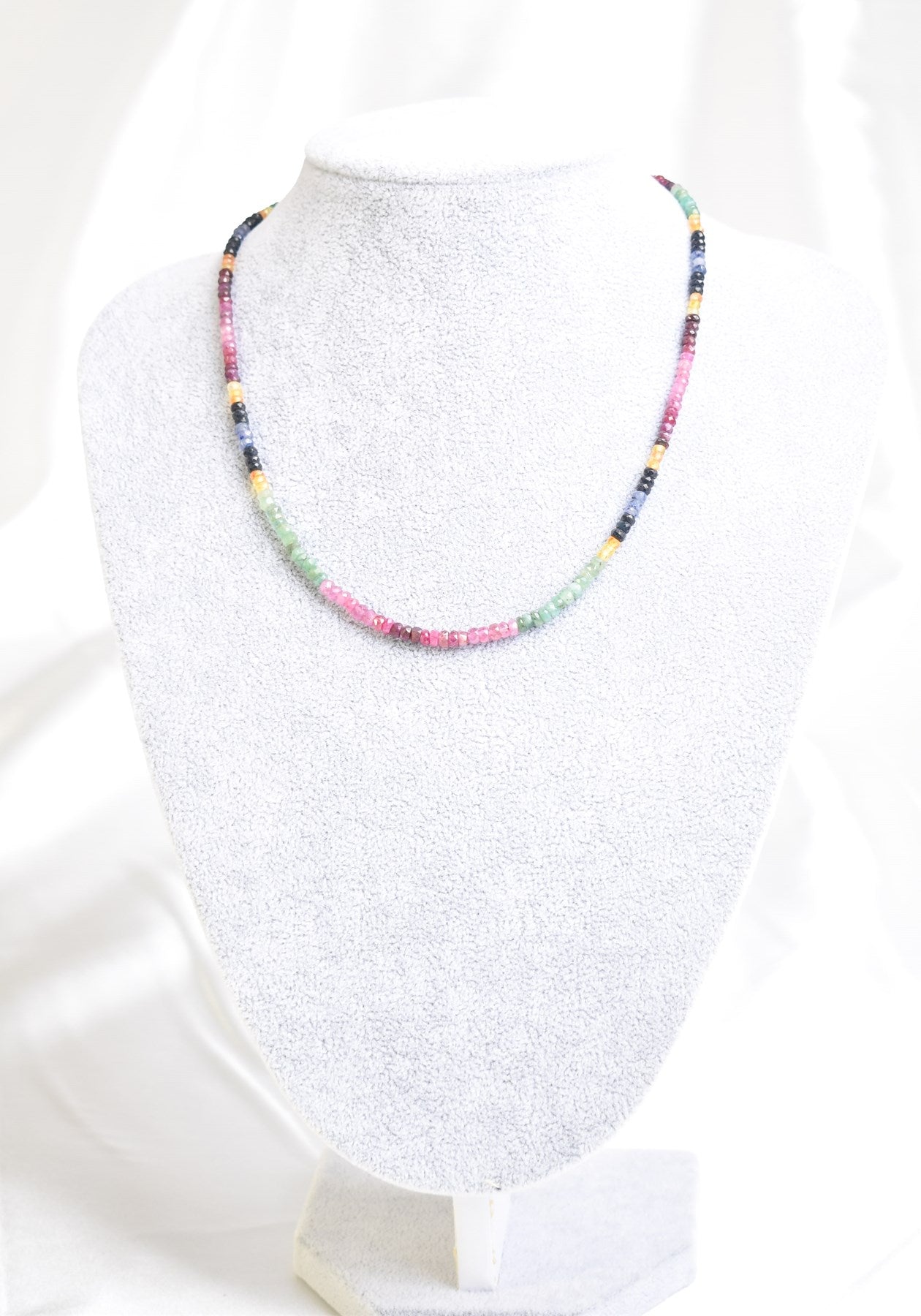 Laboratory Certified Ruby, Emerald & Sapphire Necklace + Bracelet Set