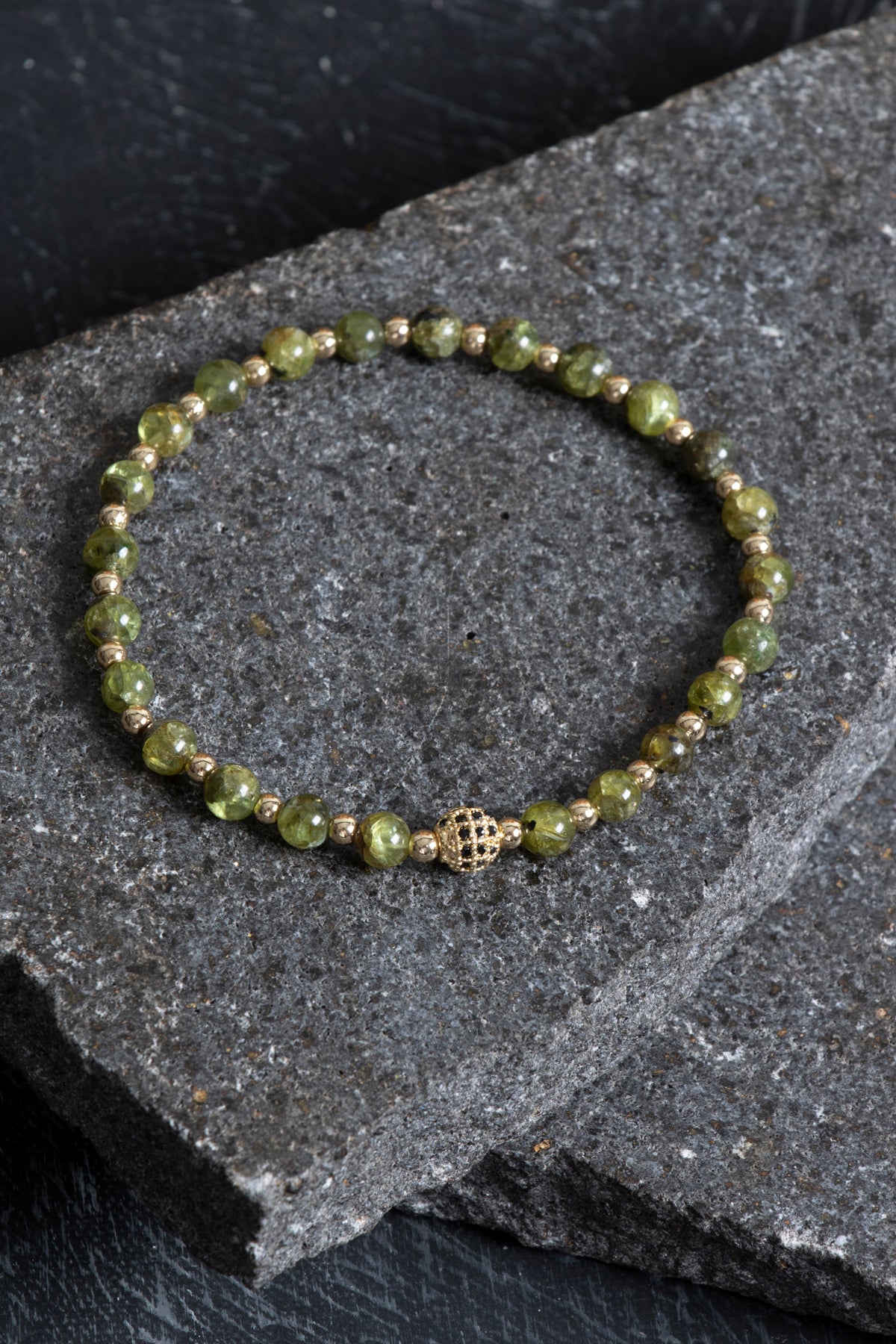 Laboratory Certified Peridot (Zebercet) & Hematite Natural Stone Bracelet