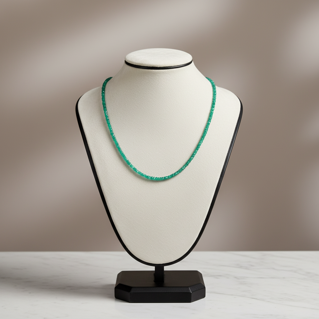 Laboratory Certified Emerald Natural Stone Floating Necklace with 925 Sterling Silver Clasp